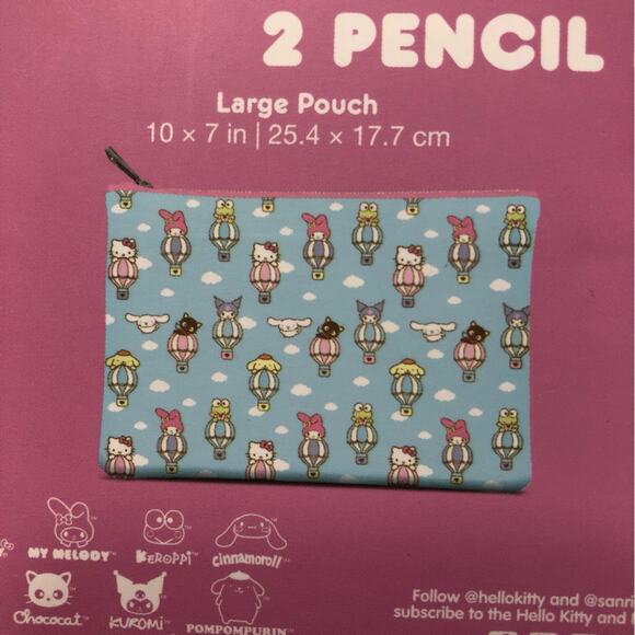 NWT Hello Kitty and friends Sanrio 2 pencil pouches pink blue cute cats rainbow - Picture 5 of 6